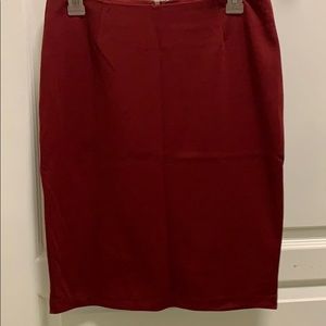 Wine Knee Length Skirt